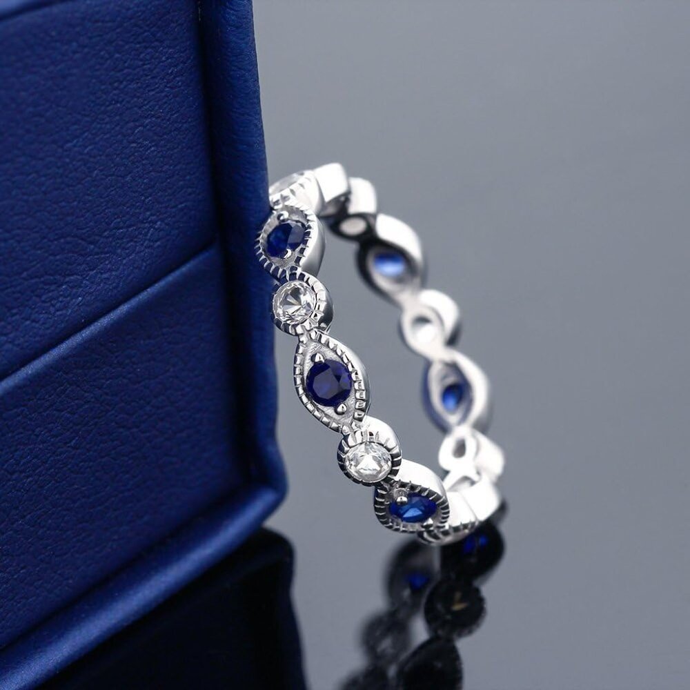 925 Sterling Silver Stackable Eternity Ring With … - image 5